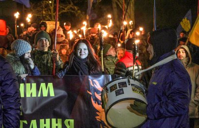 В Одессе прошло факельное шествие ко дню рождения Степана Бандеры