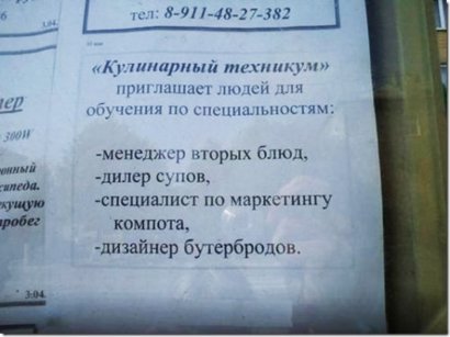 Зачитываемся объявлениями: "Требуется дилер супов", "администратор за шкафом", а растение украла "якась скотина»