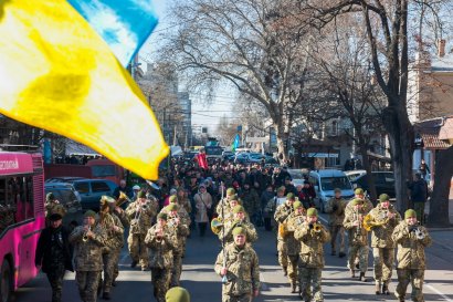 По случаю 31-й годовщины вывода войск из Афганистана в Одессе торжественно прошла колонна воинов-интернационалистов